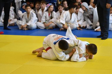 Orenburg, Rusya Federasyonu - 05 Kasım 2016: Boys rekabet Judo 