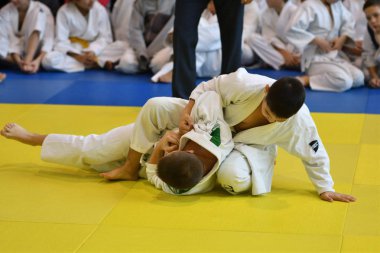 Orenburg, Rusya Federasyonu - 05 Kasım 2016: Boys rekabet Judo 