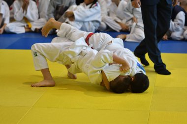 Orenburg, Rusya Federasyonu - 05 Kasım 2016: Boys rekabet Judo 