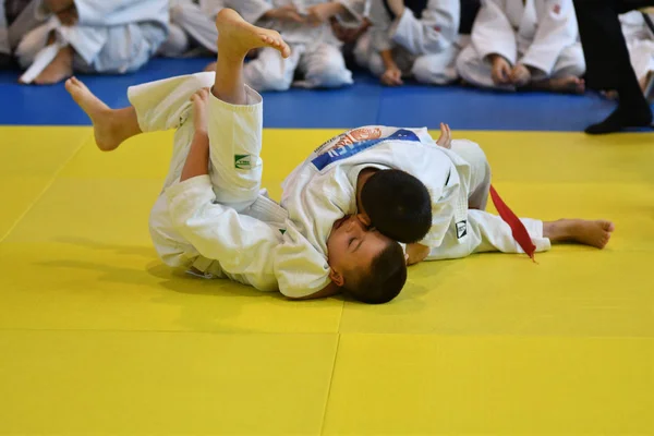 Orenburg, Rosja - 05 listopad 2016: chłopcy konkurować w Judo — Zdjęcie stockowe