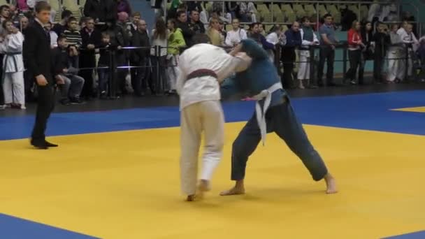 Orenburg, Russia - 5 febbraio 2016: I ragazzi gareggiano nel judo — Video Stock