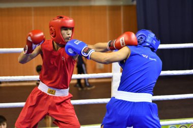 Orenburg, Rusya Federasyonu - 21 Ocak 2017 yıl: çocuklar boksörler rekabet