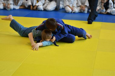 Orenburg, Rusya Federasyonu - 05 Kasım 2016: Boys rekabet Judo