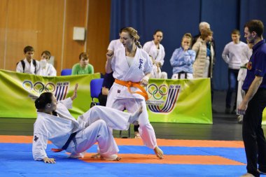 Orenburg, Rusya Federasyonu - 5 Şubat 2017 yıl: kız rekabet içinde karate 