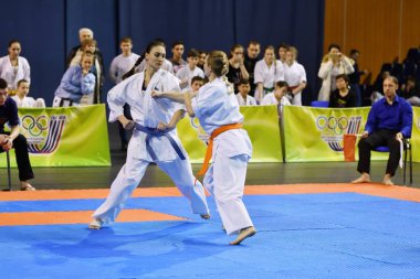 Orenburg, Rusya Federasyonu - 5 Şubat 2017 yıl: kız rekabet içinde karate 