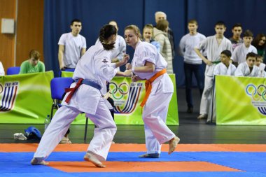 Orenburg, Rusya Federasyonu - 5 Şubat 2017 yıl: kız rekabet içinde karate 