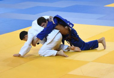 Orenburg, Rusya Federasyonu - 21 Ekim 2016: Boys rekabet Judo