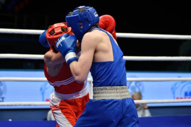 Orenburg, Rusya Federasyonu-Mayıs 7, 2017 yıl: çocuklar boksörler rekabet