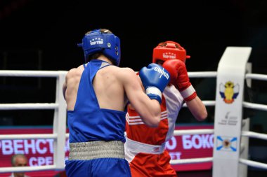 Orenburg, Rusya Federasyonu-Mayıs 7, 2017 yıl: çocuklar boksörler rekabet