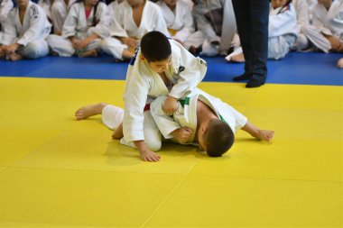 Orenburg, Rusya Federasyonu - 05 Kasım 2016: Boys rekabet Judo