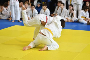 Orenburg, Rusya Federasyonu - 05 Kasım 2016: Boys rekabet Judo