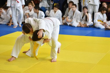 Orenburg, Rusya Federasyonu - 05 Kasım 2016: Boys rekabet Judo