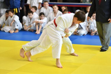 Orenburg, Rusya Federasyonu - 05 Kasım 2016: Boys rekabet Judo