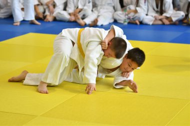Orenburg, Rusya Federasyonu - 05 Kasım 2016: Boys rekabet Judo