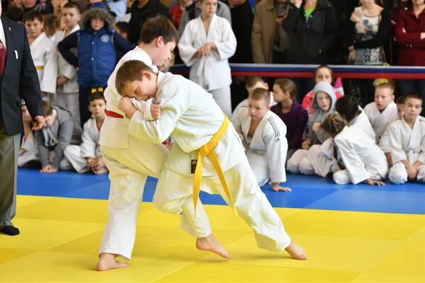 Orenburg, russland - 05 november 2016: jungs messen sich im judo — Stockfoto