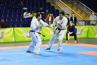 Orenburg, Rusya Federasyonu - 5 Şubat 2017 yıl: Boys rekabet içinde karate 