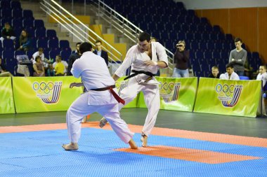 Orenburg, Rusya Federasyonu - 5 Şubat 2017 yıl: Boys rekabet içinde karate 