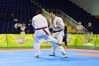 Orenburg, Rusya Federasyonu - 5 Şubat 2017 yıl: Boys rekabet içinde karate 