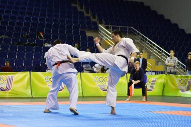 Orenburg, Rusya Federasyonu - 5 Şubat 2017 yıl: Boys rekabet içinde karate 