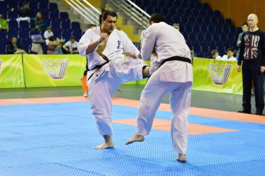Orenburg, Rusya Federasyonu - 5 Şubat 2017 yıl: Boys rekabet içinde karate 