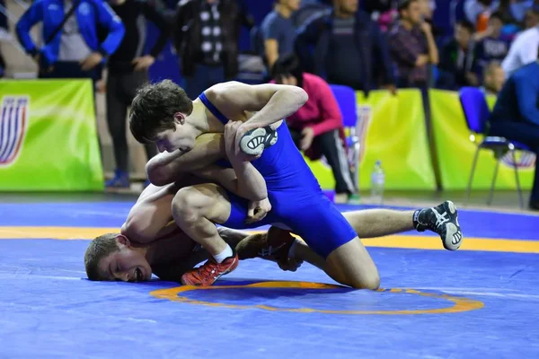Orenburg, Rusya Federasyonu - 16 Şubat 2017 yıl: Boys rekabet serbest stil güreş