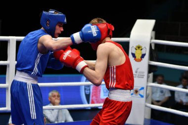 Orenburg, Rusya Federasyonu-Mayıs 7, 2017 yıl: çocuklar boksörler rekabet