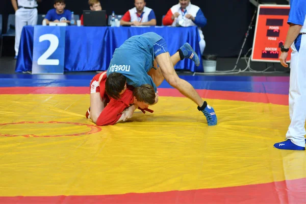 Orenburg, Rússia - 29 de outubro de 2016: Competições de meninos Sambo — Fotografia de Stock