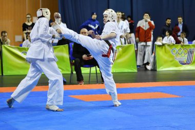 Orenburg, Rusya Federasyonu - 5 Şubat 2017 yıl: Boys rekabet içinde karate 