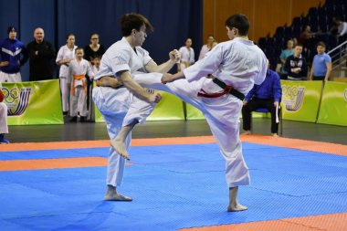 Orenburg, Rusya Federasyonu - 5 Şubat 2017 yıl: Boys rekabet içinde karate 