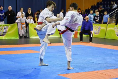 Orenburg, Rusya Federasyonu - 5 Şubat 2017 yıl: Boys rekabet içinde karate 