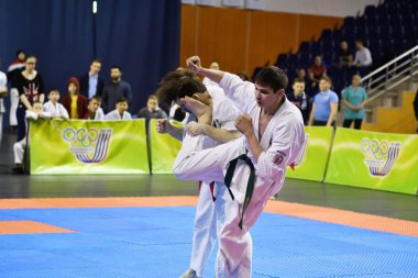 Orenburg, Rusya Federasyonu - 5 Şubat 2017 yıl: Boys rekabet içinde karate 