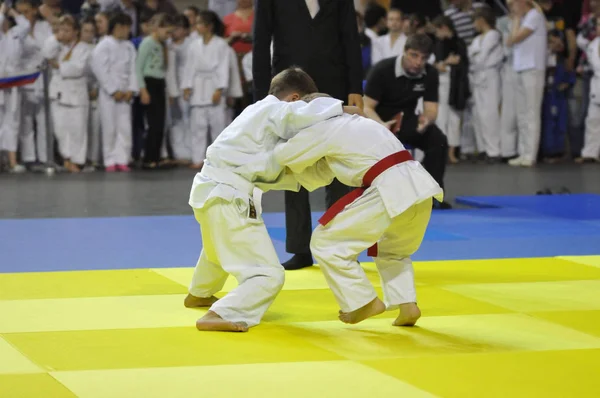 Orenburg, Russia - 16 April 2016: Boys compete in Judo — Stock Photo, Image