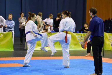 Orenburg, Rusya Federasyonu - 5 Şubat 2017 yıl: kız rekabet içinde karate 