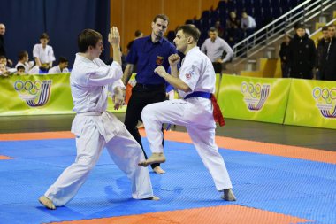 Orenburg, Rusya Federasyonu - 5 Şubat 2017 yıl: Boys rekabet içinde karate 