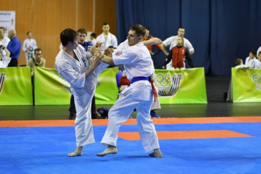 Orenburg, Rusya Federasyonu - 5 Şubat 2017 yıl: Boys rekabet içinde karate 
