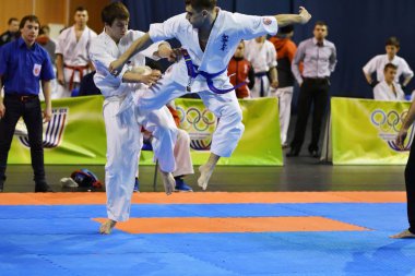 Orenburg, Rusya Federasyonu - 5 Şubat 2017 yıl: Boys rekabet içinde karate 