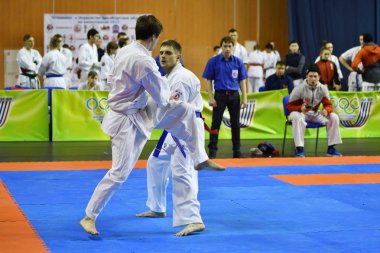 Orenburg, Rusya Federasyonu - 5 Şubat 2017 yıl: Boys rekabet içinde karate 