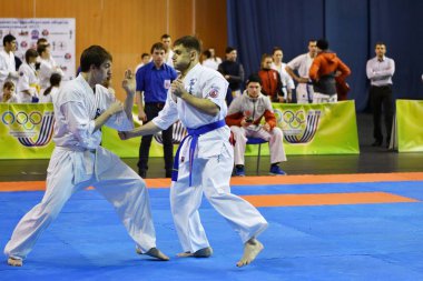 Orenburg, Rusya Federasyonu - 5 Şubat 2017 yıl: Boys rekabet içinde karate 
