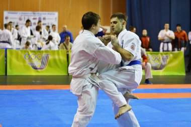 Orenburg, Rusya Federasyonu - 5 Şubat 2017 yıl: Boys rekabet içinde karate 