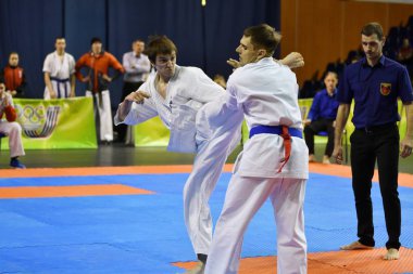 Orenburg, Rusya Federasyonu - 5 Şubat 2017 yıl: Boys rekabet içinde karate 