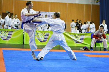 Orenburg, Rusya Federasyonu - 5 Şubat 2017 yıl: Boys rekabet içinde karate 