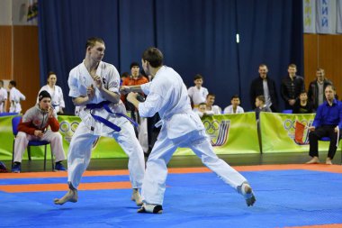 Orenburg, Rusya Federasyonu - 5 Şubat 2017 yıl: Boys rekabet içinde karate 