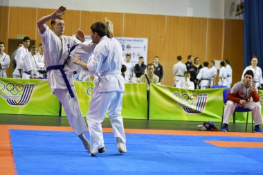 Orenburg, Rusya Federasyonu - 5 Şubat 2017 yıl: Boys rekabet içinde karate 
