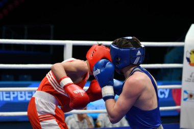 Orenburg, Rusya Federasyonu-Mayıs 7, 2017 yıl: çocuklar boksörler rekabet