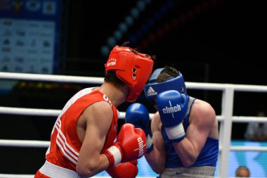 Orenburg, Rusya Federasyonu-Mayıs 7, 2017 yıl: çocuklar boksörler rekabet