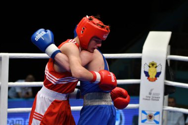 Orenburg, Rusya Federasyonu-Mayıs 7, 2017 yıl: çocuklar boksörler rekabet