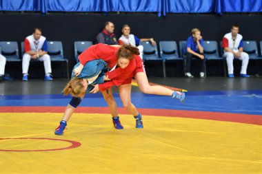 Orenburg, Rusya Federasyonu - 29 Ekim 2016: kız rekabet içinde Sambo