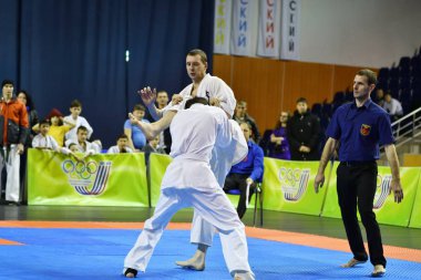Orenburg, Rusya Federasyonu - 5 Şubat 2017 yıl: Boys rekabet içinde karate 