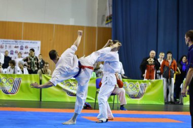 Orenburg, Rusya Federasyonu - 5 Şubat 2017 yıl: Boys rekabet içinde karate 