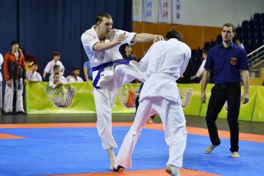 Orenburg, Rusya Federasyonu - 5 Şubat 2017 yıl: Boys rekabet içinde karate 